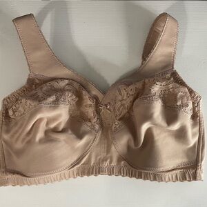 Glamorise Nude Satin and Lace Full-Coverage Bra